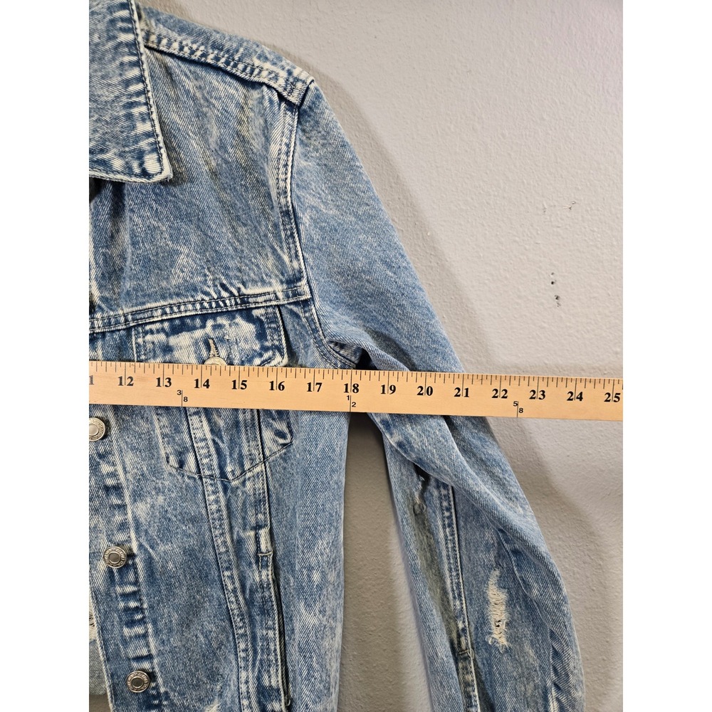 VERVET Acid Wash Distressed Cropped Denim Jacket VT1157 Blue XS - Picture 7 of 7